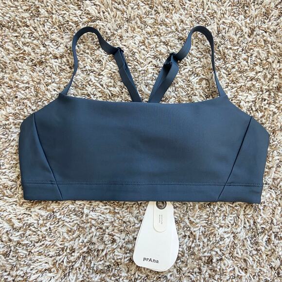 prAna Sculpt Adjustable Bra Women's S Stormy Night Fitted Square Neck Stretch - Picture 4 of 9